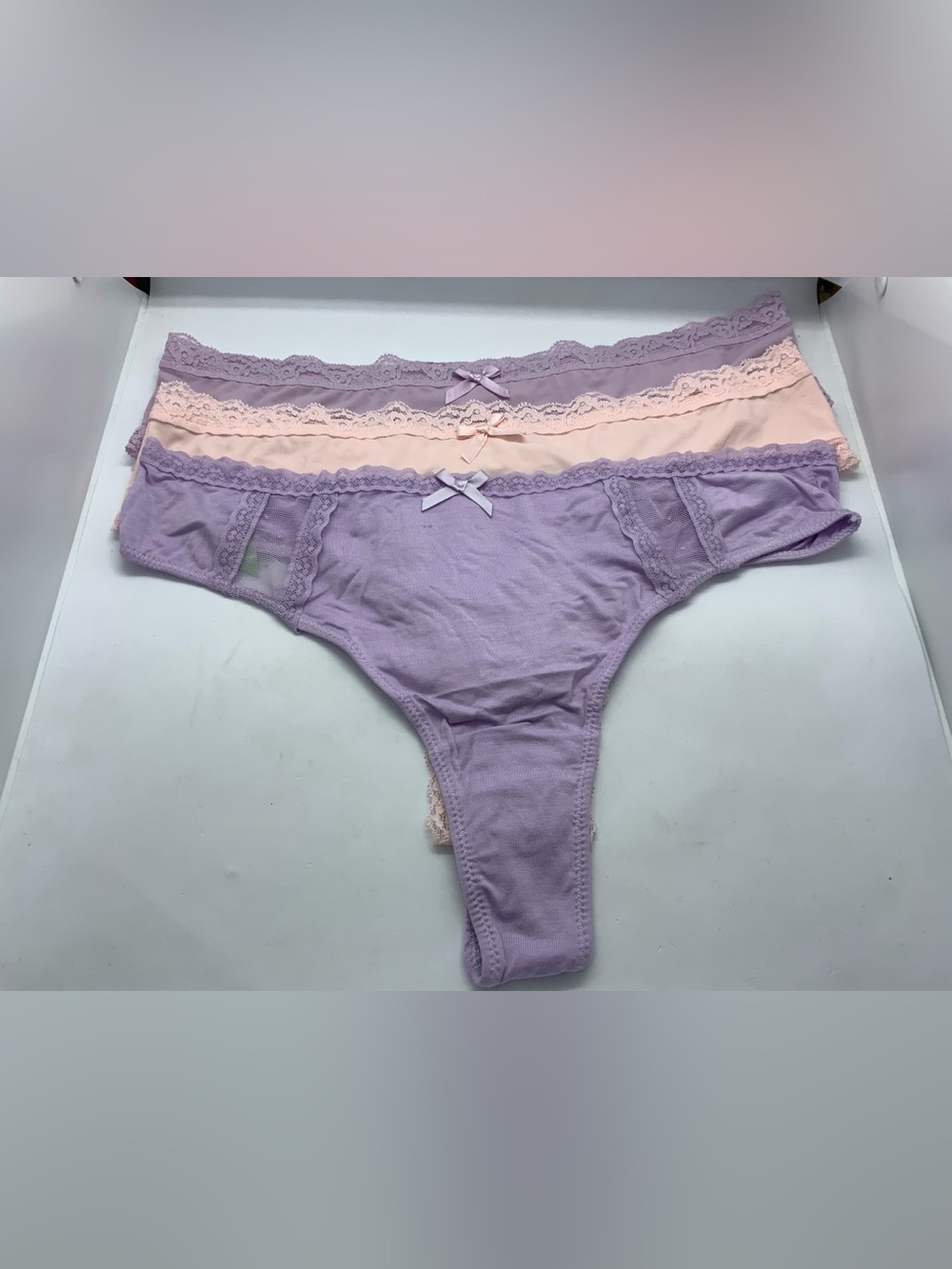 Honeydew Intimates Lavender & Blush Lace-Trim Thong Set (3-Pack)
